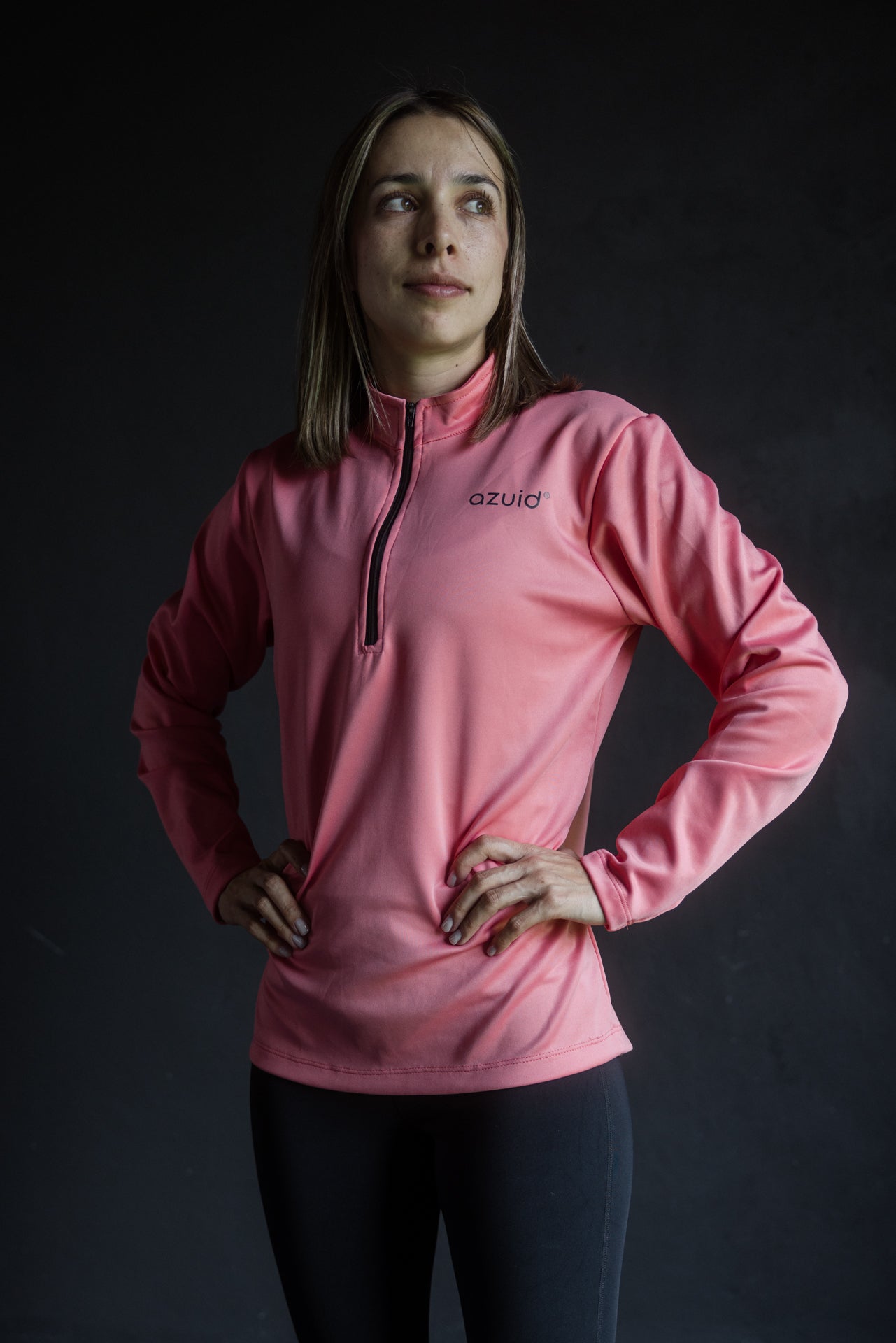 SUDADERA HALF ZIP ROSA