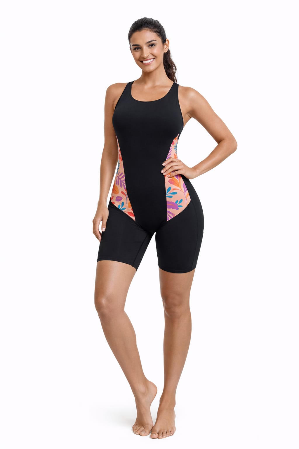 HYDRO negro con copa / boxer dama estampado coral