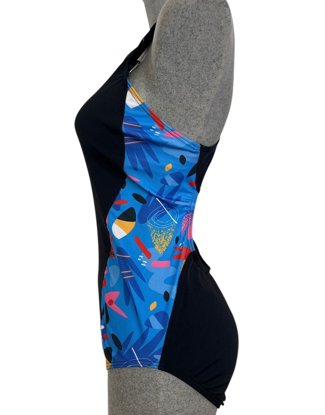 OZONO Negro Estampado Azul / corto dama