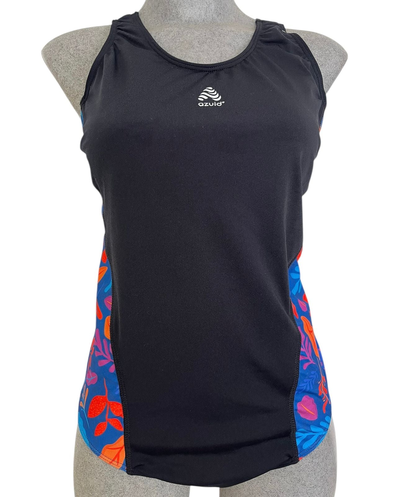 OZONO negro/estampado azul corto dama