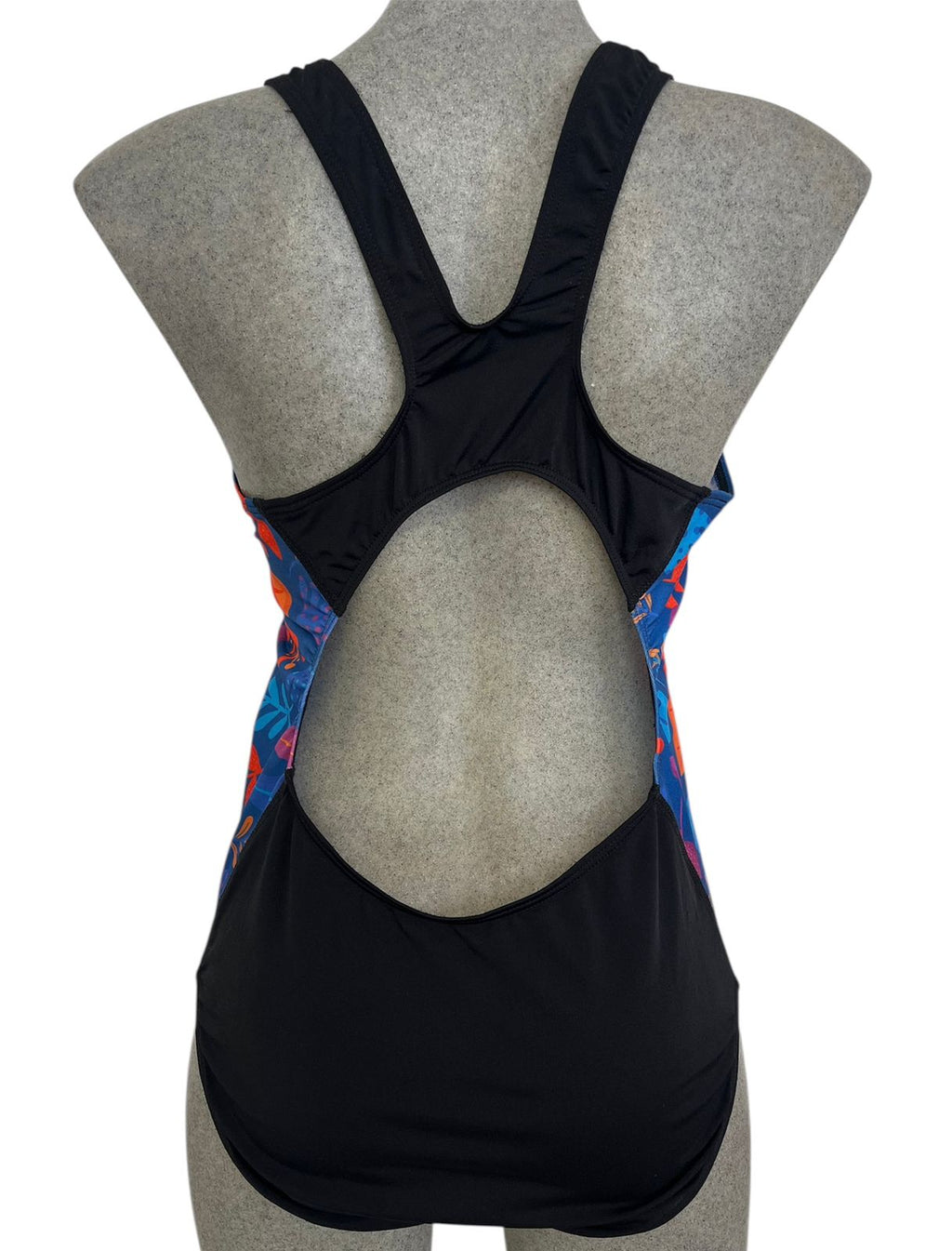 OZONO negro/estampado azul corto dama