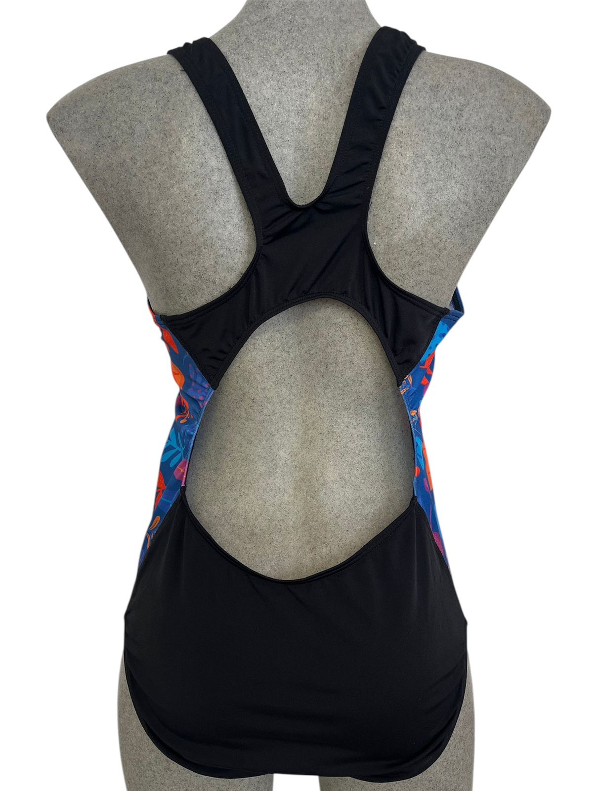 OZONO negro/estampado azul corto dama